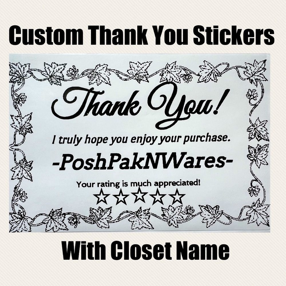 Custom Thank You Stickers with posh closet name fall leaf design